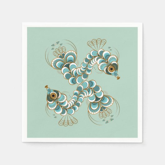 Chimera - Peacock Seahorse Paper Napkins Servet (Voorkant)