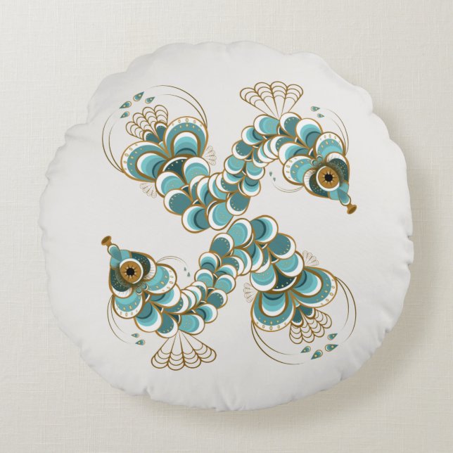 Chimera - Peacock Seahorse Round Sierkussen Rond Kussen (Voorkant)