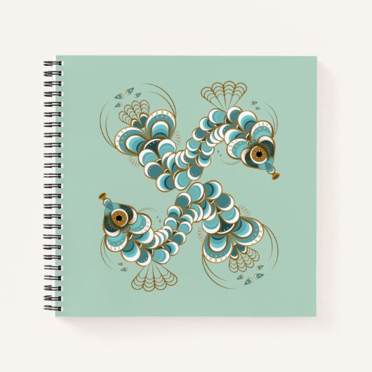 Chimera - Peacock Seahorse Square Notitieboek (Voorkant)