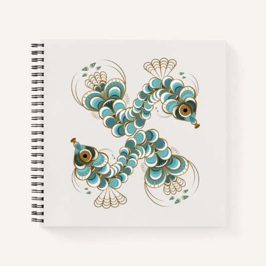 Chimera - Peacock Seahorse Square Notitieboek (Voorkant)