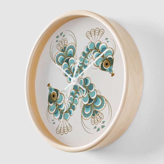 Chimera - Peacock Seahorse Wood Framed Clock (Hoek)