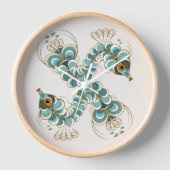 Chimera - Peacock Seahorse Wood Framed Clock (Voorkant)