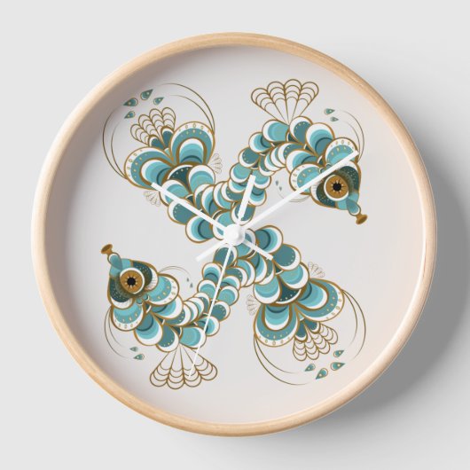 Chimera - Peacock Seahorse Wood Framed Clock (Voorkant)