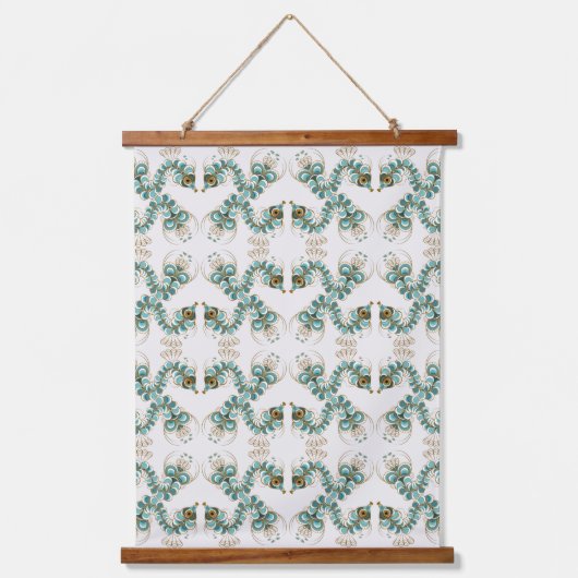 Chimera - Peacock Seahorse Wood Topped Tapestry Hangend Wandkleed (Voorkant)