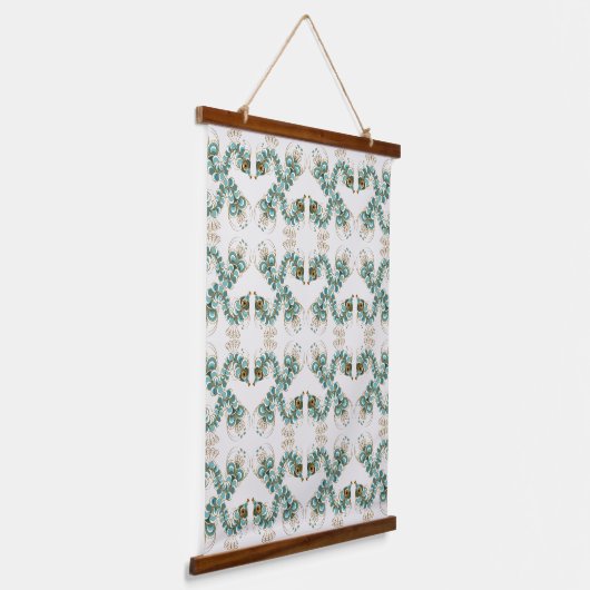 Chimera - Peacock Seahorse Wood Topped Tapestry Hangend Wandkleed (Gebogen)