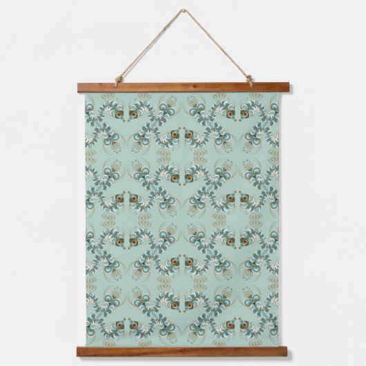 Chimera - Peacock Seahorse Wood Topped Tapestry Hangend Wandkleed (Voorkant)