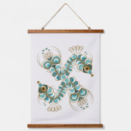 Chimera - Peacock Seahorse Wood Topped Tapestry Hangend Wandkleed