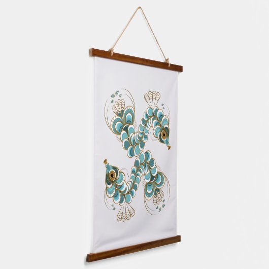 Chimera - Peacock Seahorse Wood Topped Tapestry Hangend Wandkleed (Gebogen)