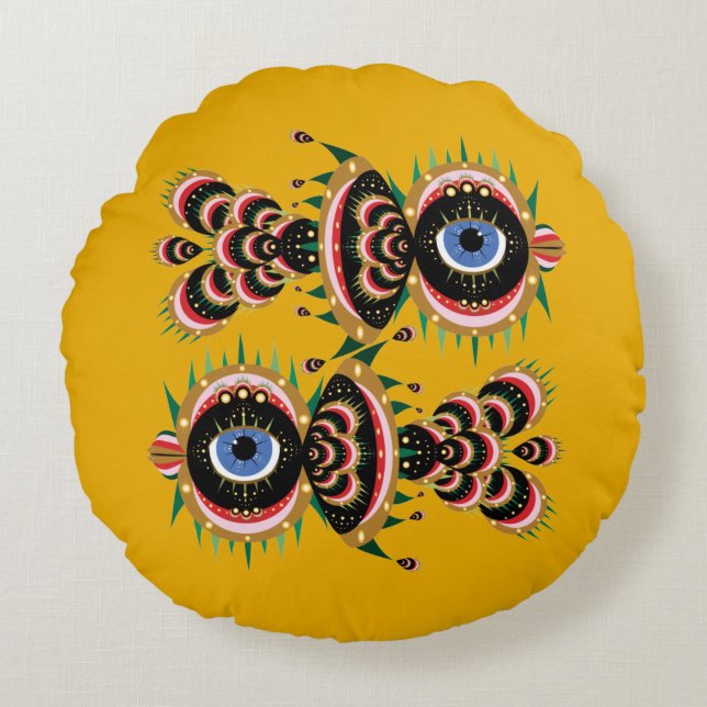 Chimera - Sierkussen van de visvogelronde Rond Kussen (Voorkant)