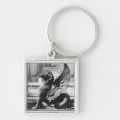 Chimera uit de St. Michel-fontein, Parijs Sleutelhanger (Voorkant)