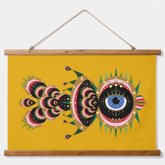 Chimera - Vis vogelhout - Bovenkant tapijt Hangend Wandkleed (Voorkant)