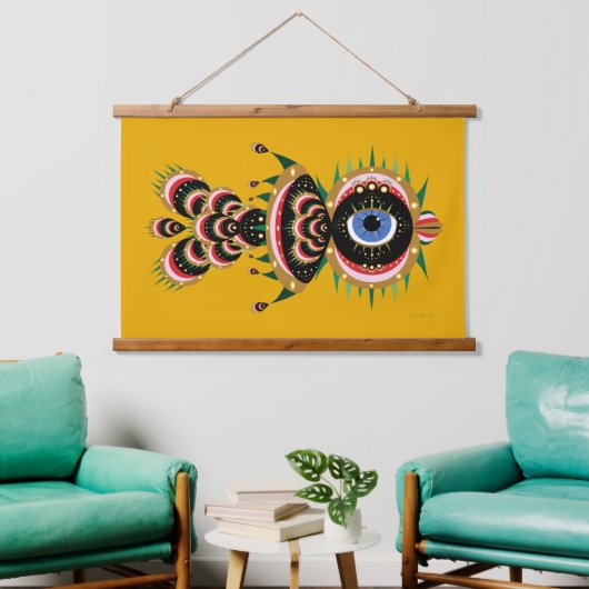 Chimera - Vis vogelhout - Bovenkant tapijt Hangend Wandkleed (Woonkamer)