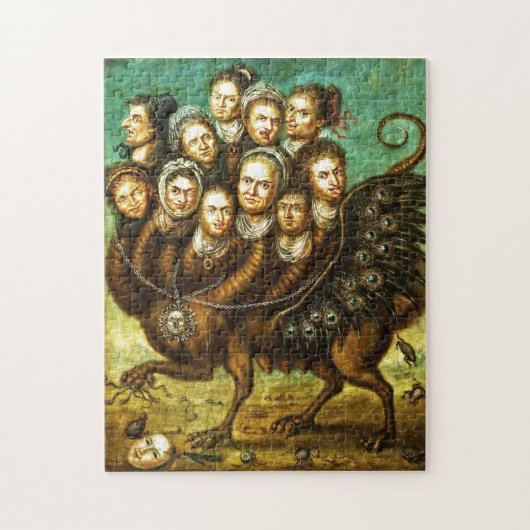Chimera Winged Creature Early 18th Century Monster Legpuzzel (Verticaal)