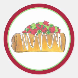 Chimichanga Tex Mex Zuidwest voedsel Burrito Ronde Sticker