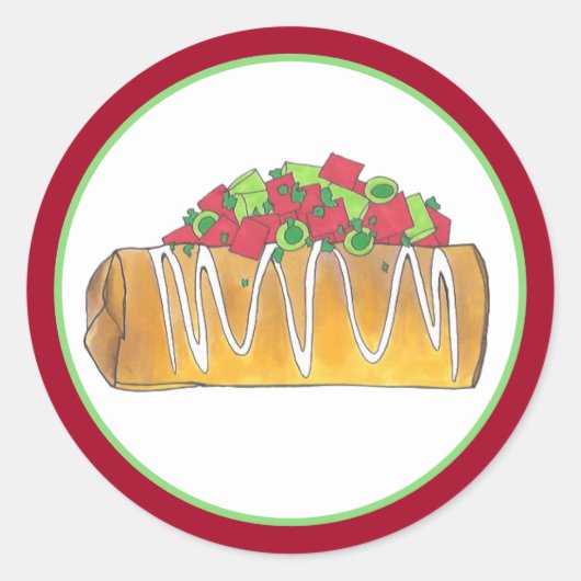 Chimichanga Tex Mex Zuidwest voedsel Burrito Ronde Sticker (Voorkant)