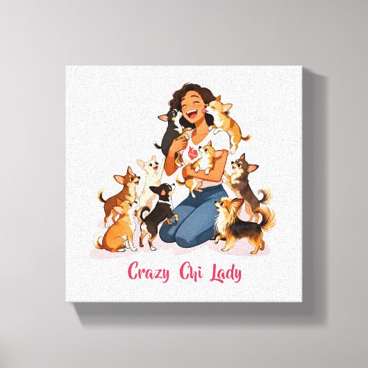 Chimigos - Crazy Chi Lady - Chihuahua Canvas Afdruk (Voorkant)