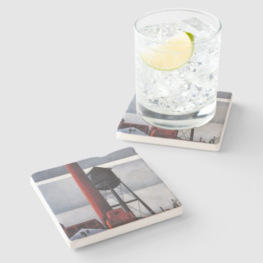 Chimney and Water Tower (door Charles Demuth) Stenen Onderzetter (Zijkant)