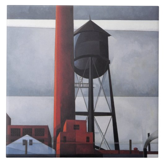 Chimney and Water Tower (door Charles Demuth) Tegeltje (Voorkant)