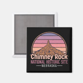 Chimney Rock Nebraska Vintage Print – Retro Magneet (Voorkant / Achterkant)
