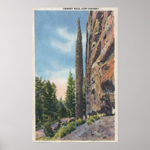 Chimney Rock op Cody Highway, Montana Uitzicht Poster