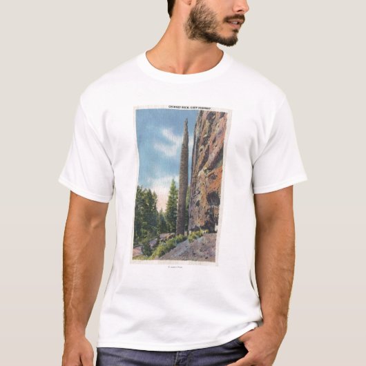 Chimney Rock op Cody Highway, Montana Uitzicht T-shirt (Voorkant)