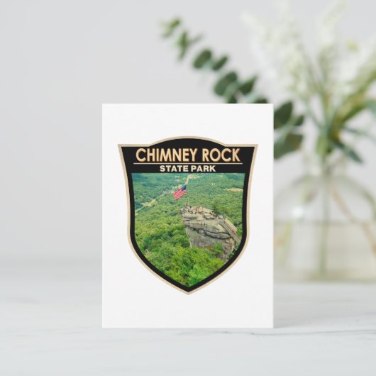 Chimney Rock State Park North Carolina Badge Briefkaart (Staand voorkant)