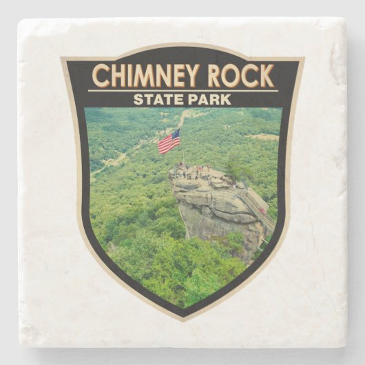 Chimney Rock State Park North Carolina Badge Stenen Onderzetter (Voorkant)