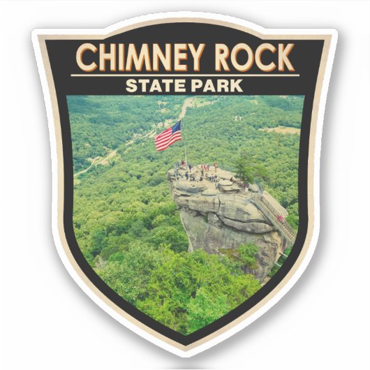 Chimney Rock State Park North Carolina Badge Sticker (Voorkant)