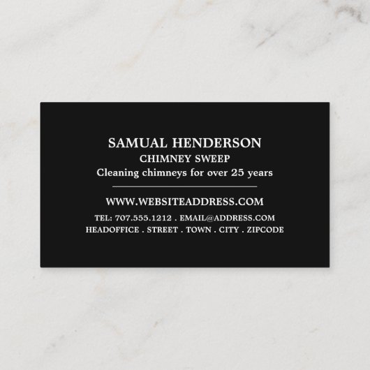Chimney Sweep Design, Chimney Sweep Visitekaartje (Achterkant)
