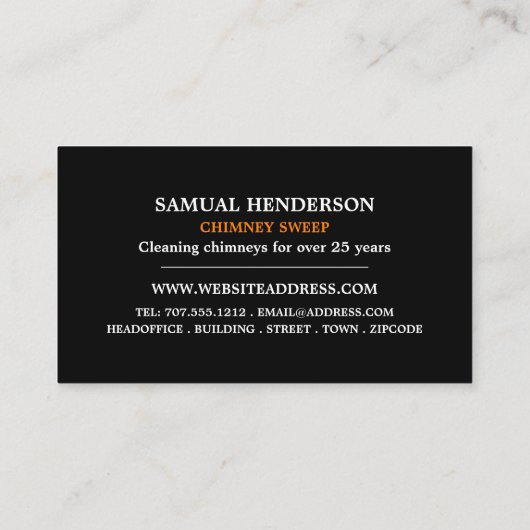 Chimney Sweep Logo Design, Chimney Sweep Visitekaartje (Achterkant)