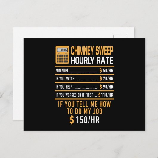 Chimney Sweep Uourly Rate Work Briefkaart (Voorkant / Achterkant)