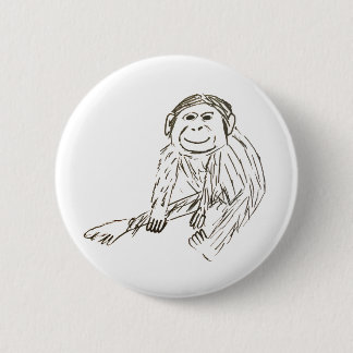 Chimp Badge - Een slecht getrokken chimp op een ba Ronde Button 5,7 Cm