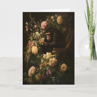 Chimp & Blooms Donkere Academische Bloemenkunst, V Kaart