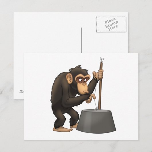 Chimp-Briefkaart wasbas-Playin Briefkaart (Voorkant / Achterkant)