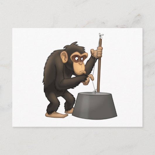 Chimp-Briefkaart wasbas-Playin Briefkaart (Voorkant)