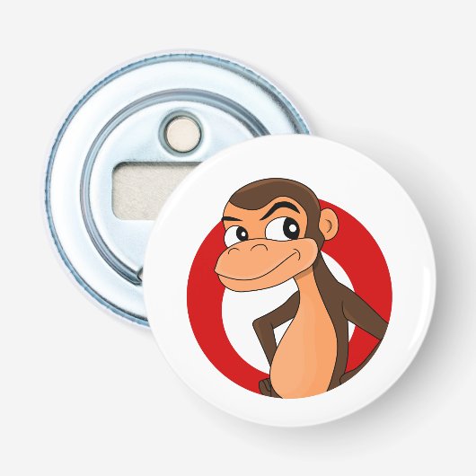 Chimp cartoon flesopener button flesopener (Voorkant)