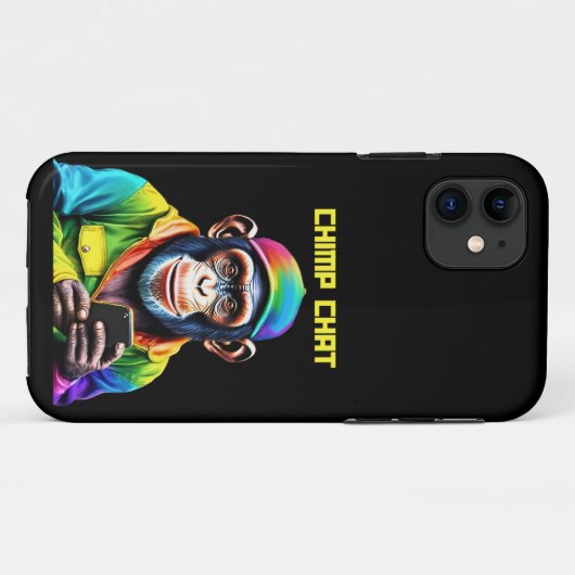 Chimp Chat-Chimpansee met telefoon- Case-Mate iPhone Case (Achterkant (horizontaal))