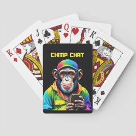 Chimp Chat-Chimpansee met telefoon- Pokerkaarten