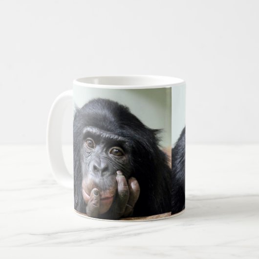 Chimp chimpansee MONKEY gezicht mok cup (Voorkant links)