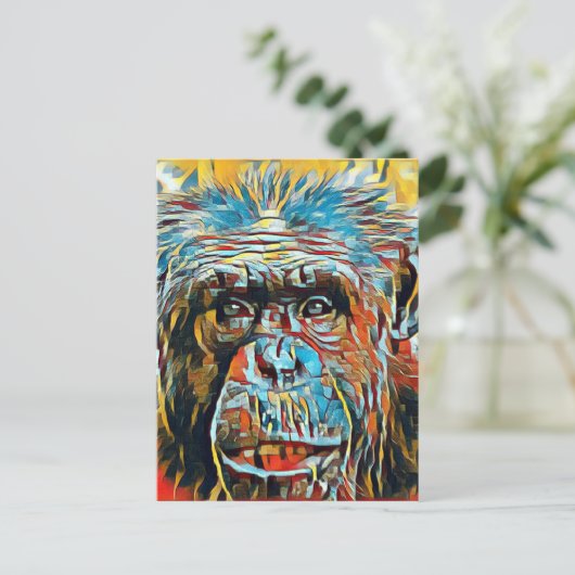 Chimp Chimpanzee Pop Art Digital Photograph Briefkaart (Staand voorkant)