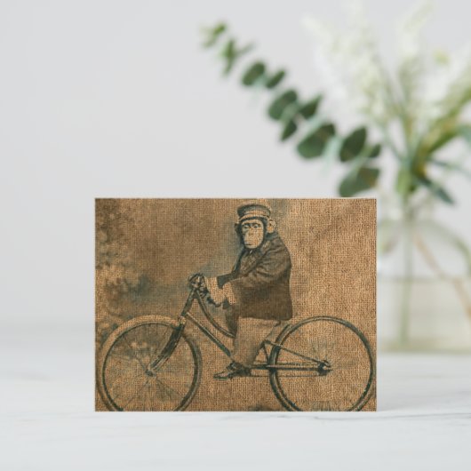  chimp die een fiets stuurt briefkaart (Staand voorkant)