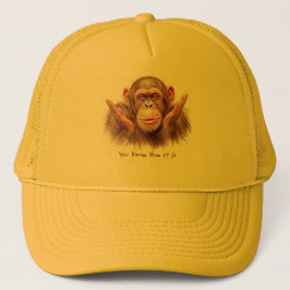 Chimp die je vertelt: "Je weet hoe het is" Trucker Pet