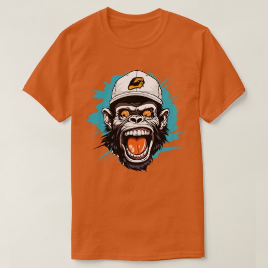 Chimp draagt een honkbalhoed t-shirt (Design voorkant)
