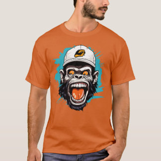 Chimp draagt een honkbalhoed t-shirt