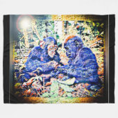 Chimp & Gorilla Cooperation 01 Fleece Deken (Voorkant (Horizontaal))