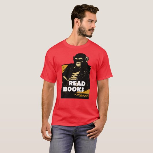 Chimp is reading books t-shirt (Voorkant volledig)
