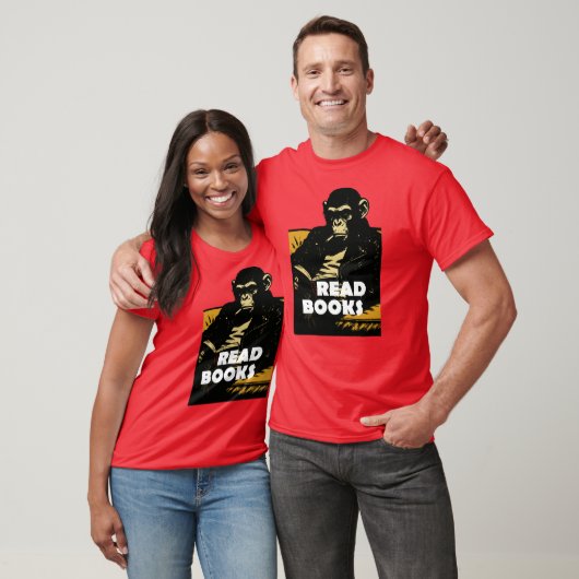 Chimp is reading books t-shirt (Unisex)