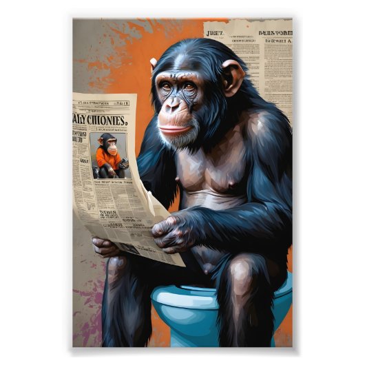 Chimp King in Pop Art - Bold Realisme en Dynamiek Foto Afdruk (Voorkant)