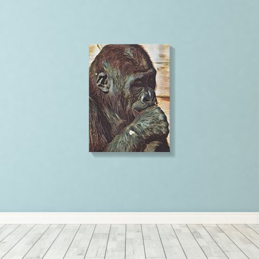 CHIMP-KUNST CANVAS AFDRUK (Insitu (Houten vloer))