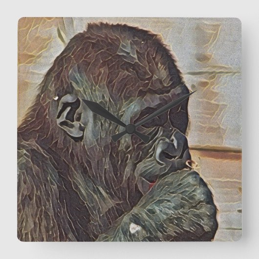 CHIMP-KUNST VIERKANTE KLOK (Voorkant)